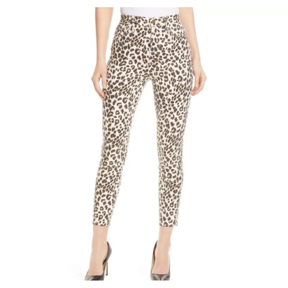 FRAME Leopard Ali High Rise Cigarette Skinny Jeans, Size 28